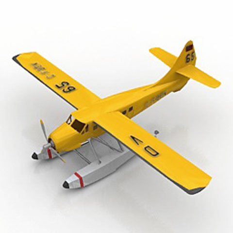 Free yellow Airplane 3D model for 3ds Max Library Download